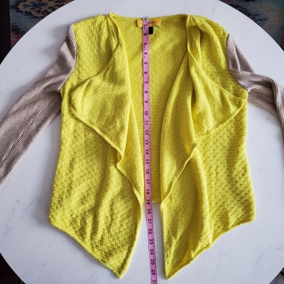 St. John Draped Cardigan Small Neon Yellow Beige - Picture 4 of 10